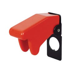 Toggle Switch Safety Guard - Moulded Red Plastic - Spring Loaded