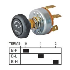 Wiper Switch - On/On/On - 10A at 12V