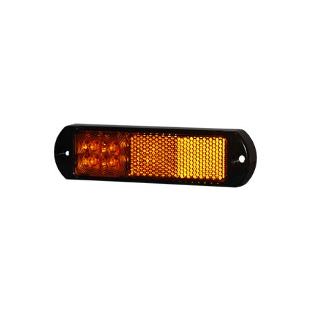 Amber LED Side Marker Lamp with Reflex Reflector and Flying Leads - 24V