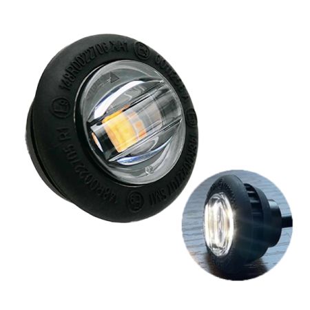 R65 19mm Round LED Amber Warning Light with White Position Lamp