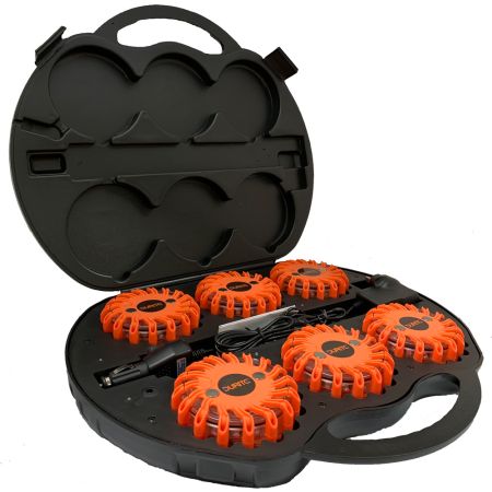 Rechargeable Magnetic LED Warning Flares With Euro Plug