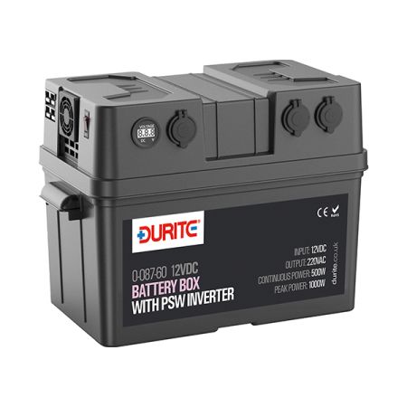 12VDC Battery Box with Pure Sine Wave Inverter Charger - 500W