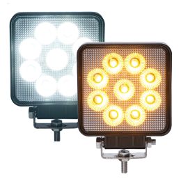 R65 4" 45W Square LED Work Lamp With Amber Warning Light - 12/24V