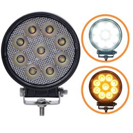 R65 4" 45W Round LED Work Lamp with Amber Warning Light - 12/24V