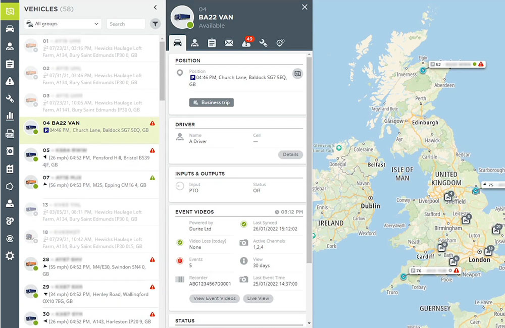 Access videos directly from the Webfleet portal 